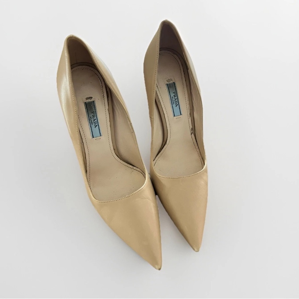 Prada Nude Leather Pointed Toe Pumps 38.5 - Picture 3 of 8